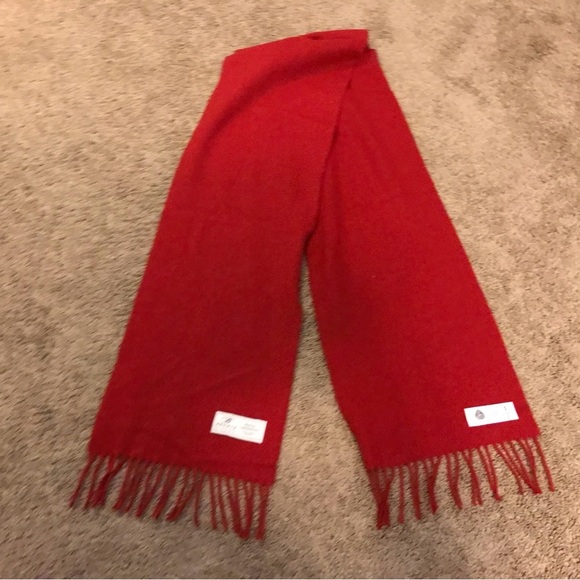 Merino Lambswool Luxury Plain Scarlet Red Scarf - Unisex - Made in England - Picture 1 of 4